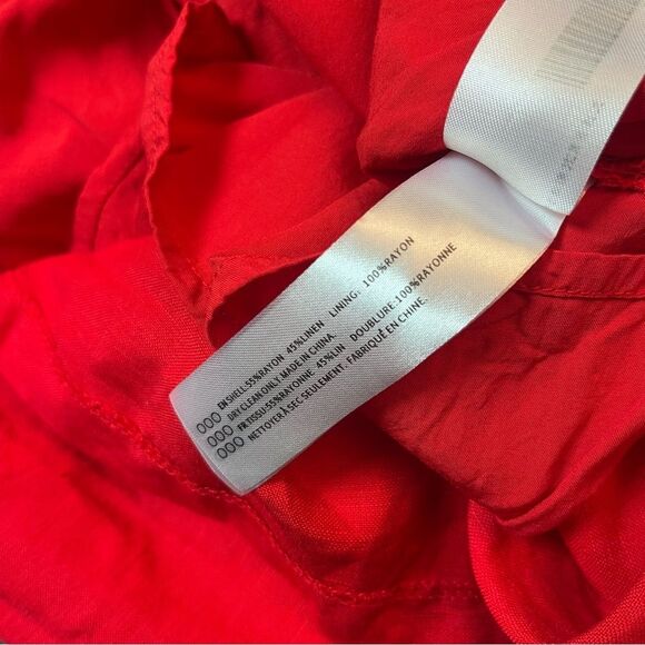 EN SAISON Red Linen Draped Asymmetrical Mini Dress Size M - Picture 7 of 7